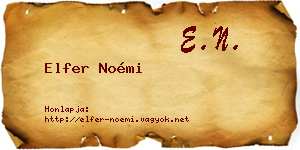 Elfer Noémi névjegykártya